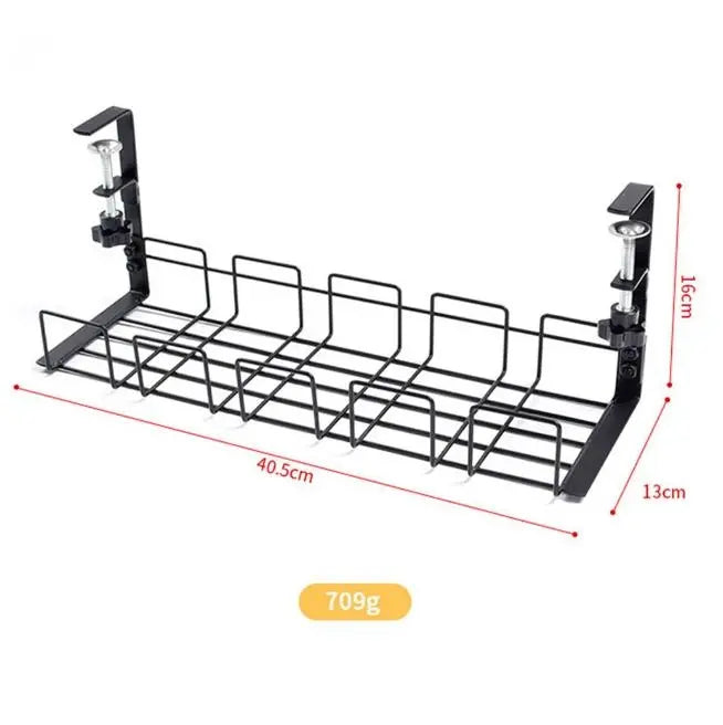 Sleek Under-Desk Organizer: Metal Cable Management Tray for Home, Office, & Kitchen - No Drilling Needed! - DynamicDrop Hub