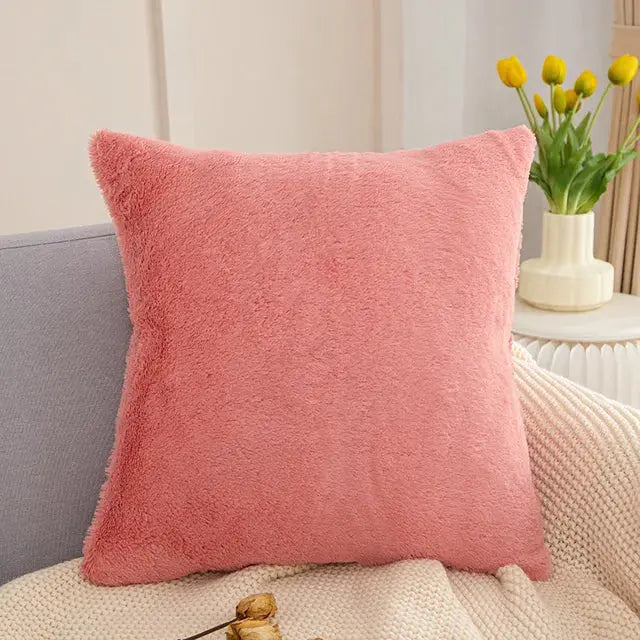 Soft Throw Pillowcase Faux Rabbit Fur Luxury Plush Decorative Pillow Cushion for Sofa - DynamicDrop Hub