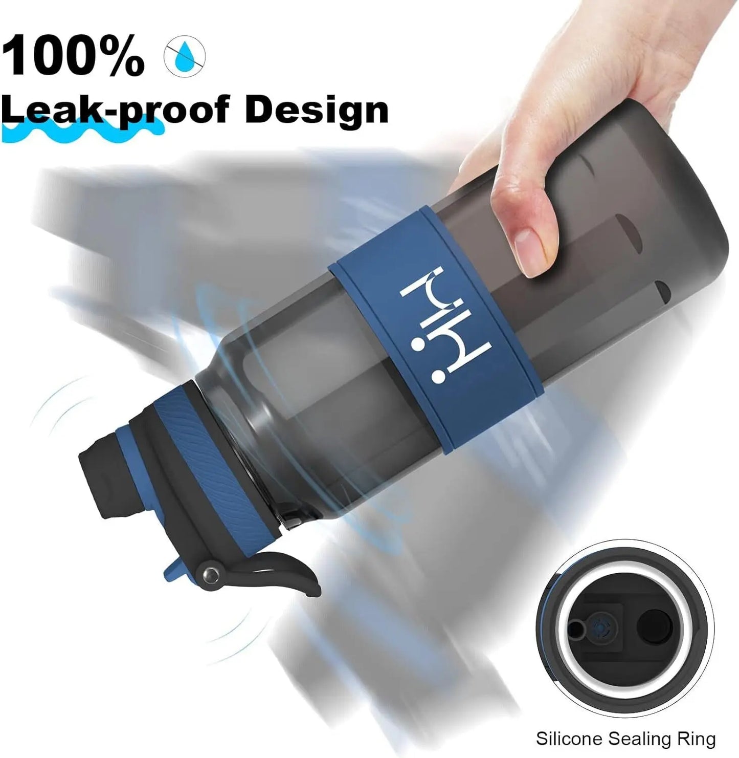 Sports Water Bottle with Straw Flip Top Leak Proof Drink BPA Free Gym Travel 1L - DynamicDrop Hub