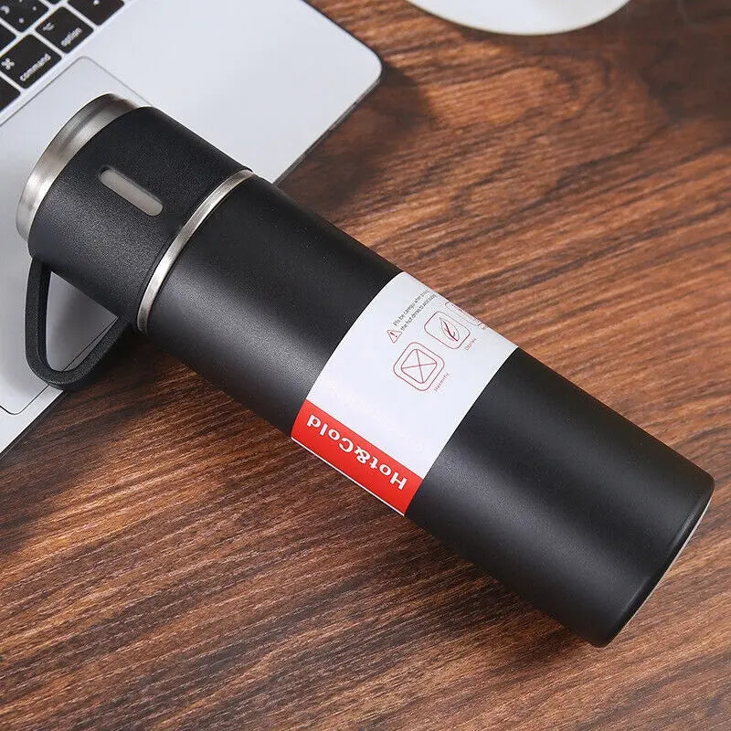 Stainless Steel Vacuum Insulated Thermo Bottle with Cup – Keeps Drinks Hot or Cold for Hours - DynamicDrop Hub