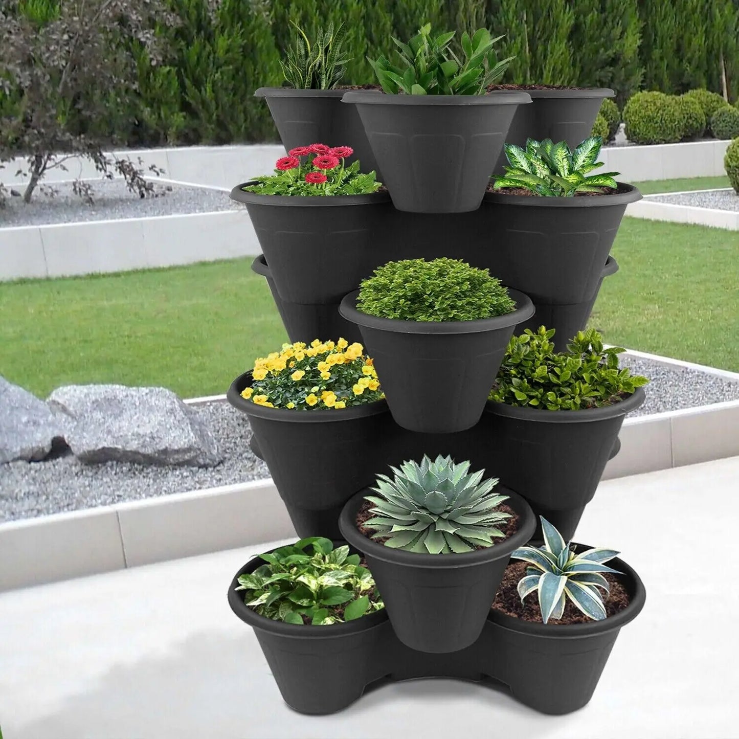 Strawberry Planters Stackable Garden Vertical Outdoor Plant Pot Flower Herbs Box - DynamicDrop Hub