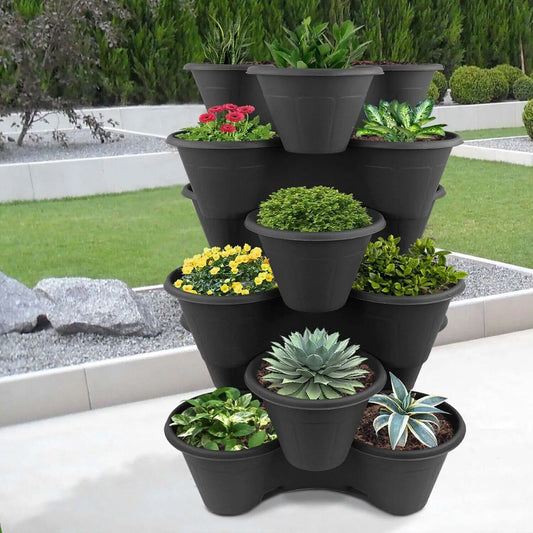 Strawberry Planters Stackable Garden Vertical Outdoor Plant Pot Flower Herbs Box - DynamicDrop Hub