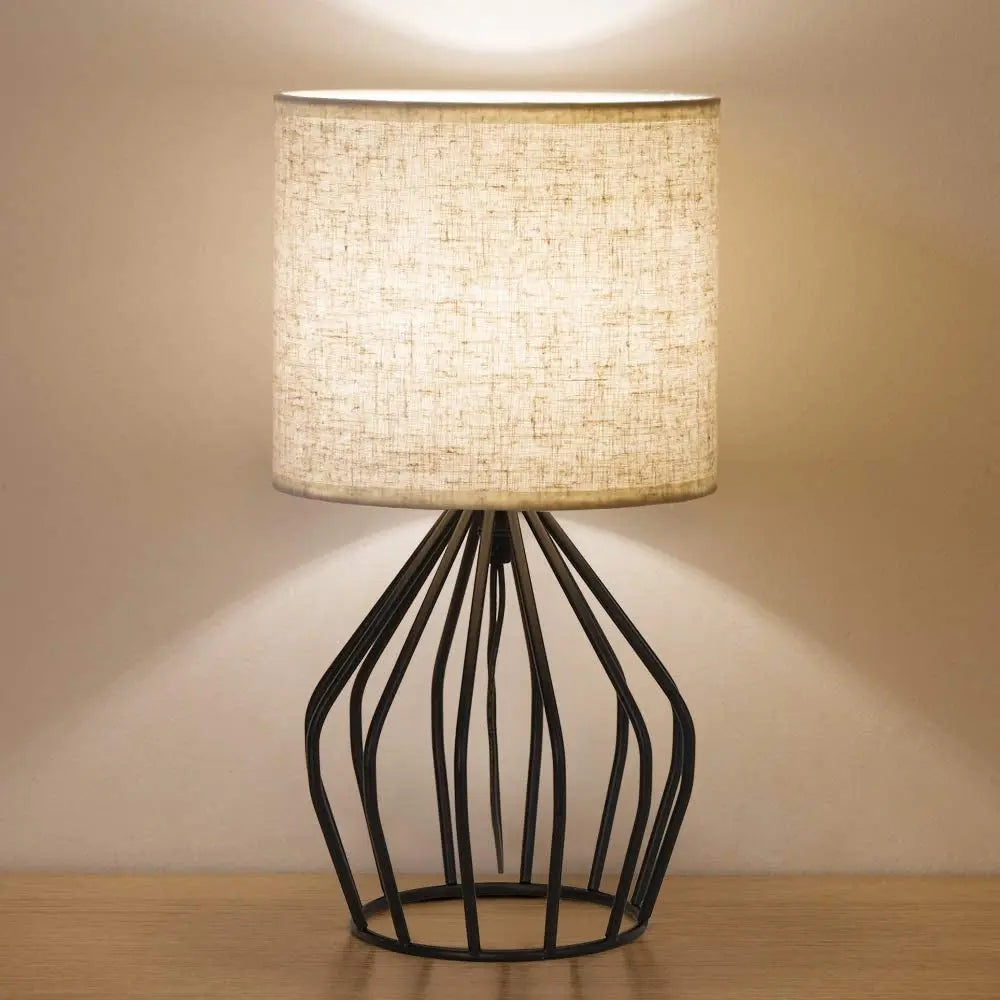 Table Lamp with Hollowed Base and Linen Fabric - DynamicDrop Hub