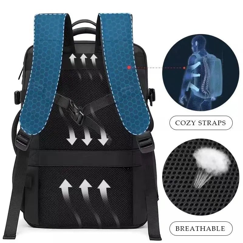 Travel Business Backpack for Men – Expandable, Large Capacity, and Fashionable with USB Charging - DynamicDrop Hub