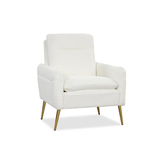 Upholstered Sherpa Armchair with Tapered Metal Legs - DynamicDrop Hub