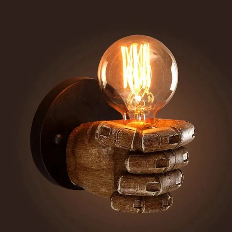 Vintage Wood Hand Model Wall Lamps Loft Foyer Resin Wall Lights for Restaurant Study Dining Room Bar Coffee Shop Lights - DynamicDrop Hub