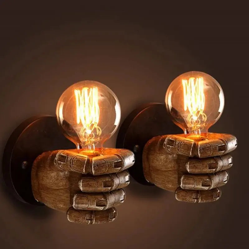 Vintage Wood Hand Model Wall Lamps Loft Foyer Resin Wall Lights for Restaurant Study Dining Room Bar Coffee Shop Lights - DynamicDrop Hub