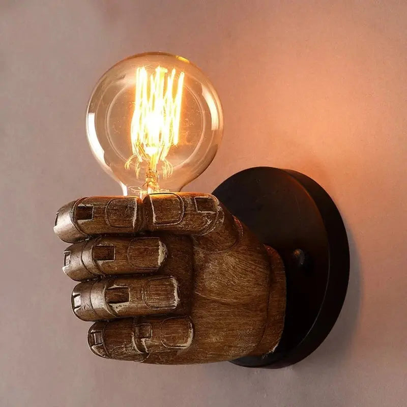 Vintage Wood Hand Model Wall Lamps Loft Foyer Resin Wall Lights for Restaurant Study Dining Room Bar Coffee Shop Lights - DynamicDrop Hub