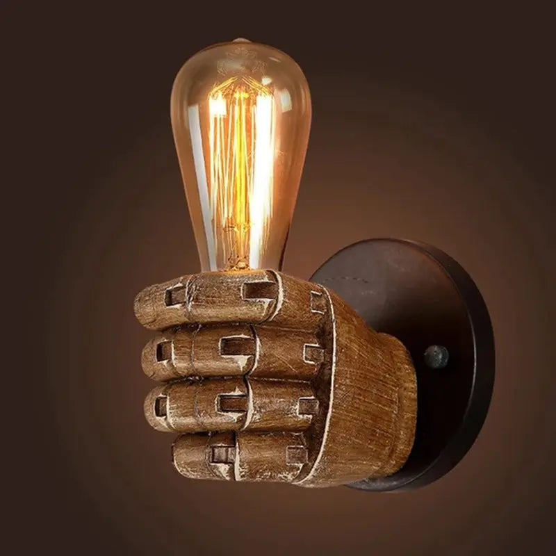 Vintage Wood Hand Model Wall Lamps Loft Foyer Resin Wall Lights for Restaurant Study Dining Room Bar Coffee Shop Lights - DynamicDrop Hub
