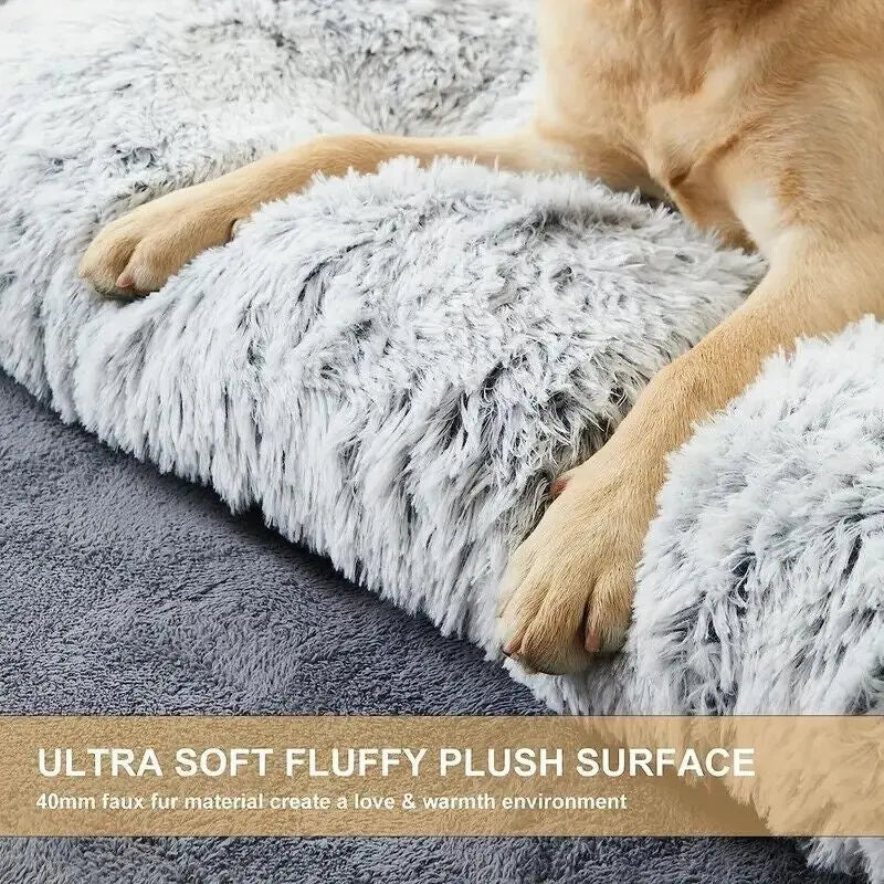 Warm Plush Dog Bed Mat Washable Calming Cushion for Pet Puppy for Large Dog Cat - DynamicDrop Hub