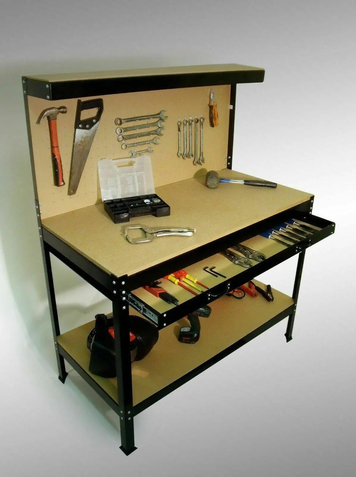 Workbench Workstation Pegboard Drawer Heavy Duty Metal Garage Workshop Shelve - DynamicDrop Hub