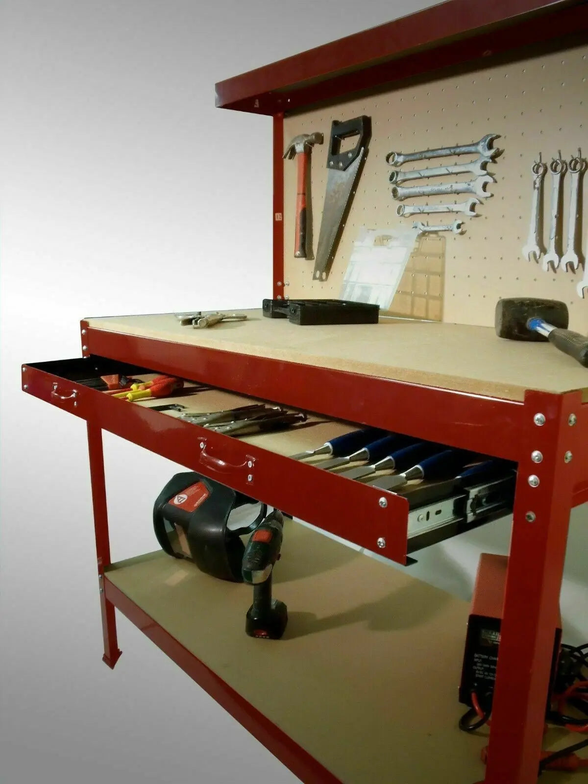 Workbench Workstation Pegboard Drawer Heavy Duty Metal Garage Workshop Shelve - DynamicDrop Hub