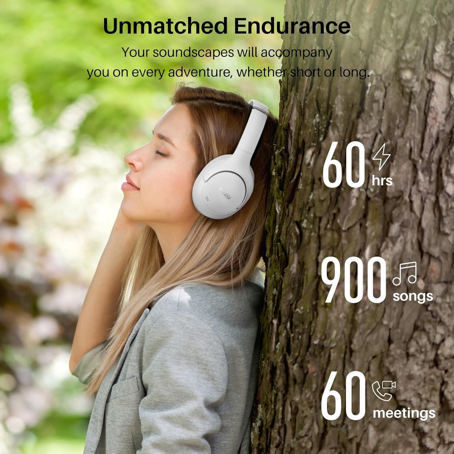 HT2 Hybrid Active Noise Cancelling Wireless Headphones, 60H Playtime Lossless Audio over Ear Bluetooth Headphones, Hi-Res Audio Deep Bass Foldable Lightweight Headset for Workout