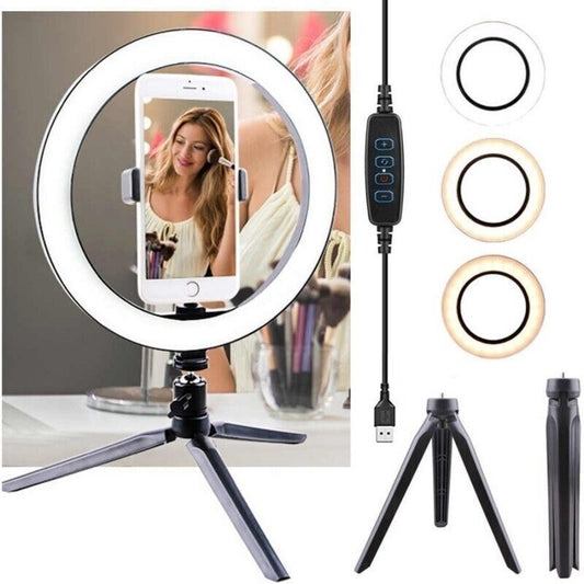10" LED Ring Light with Stand for Youtube Makeup Video Live Phone Selfies