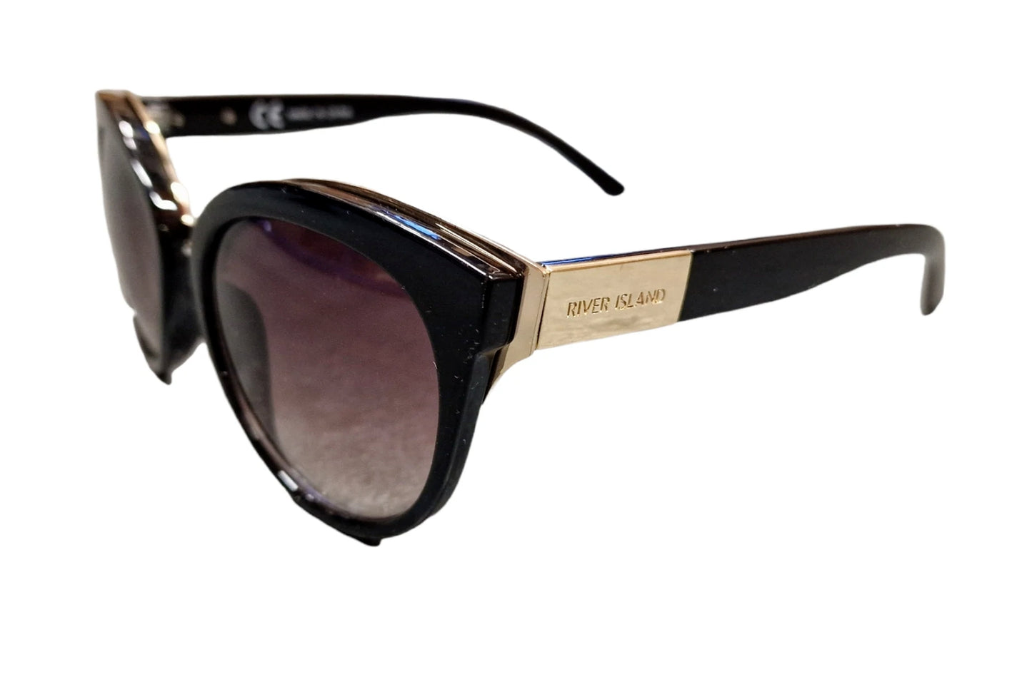River Island Sunglasses Black Gold Oversize Womens Ladies Not Polarised Black