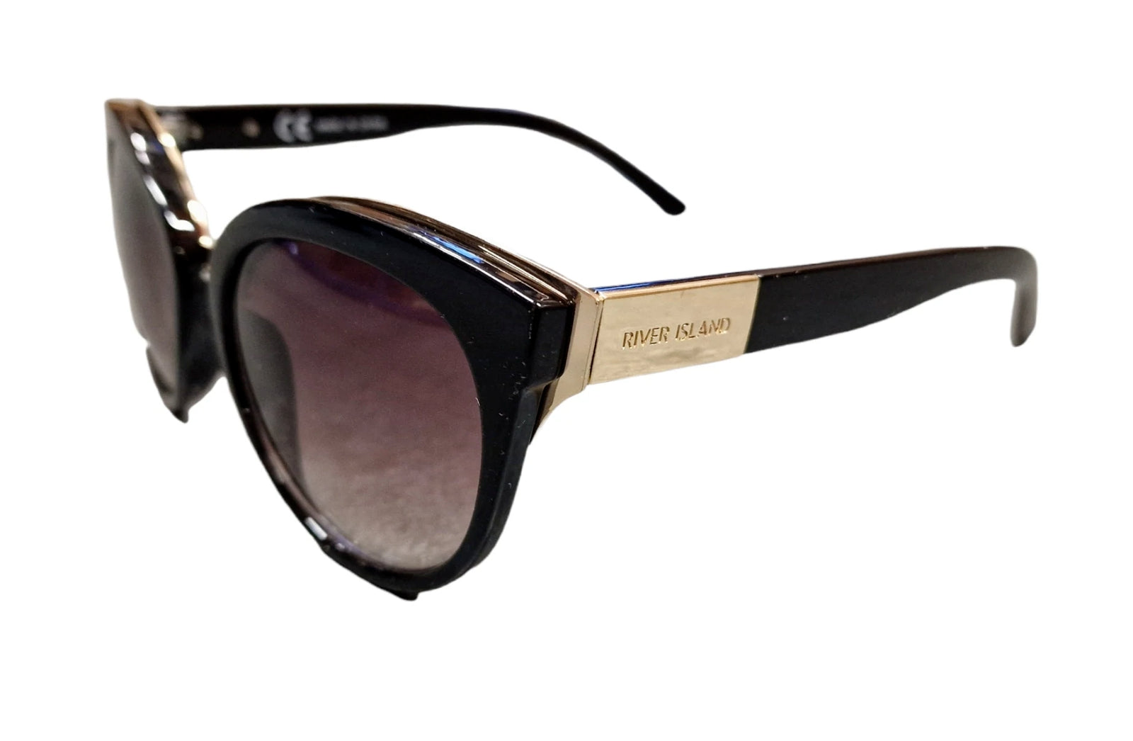 River Island Sunglasses Black Gold Oversize Womens Ladies Not Polarised Black