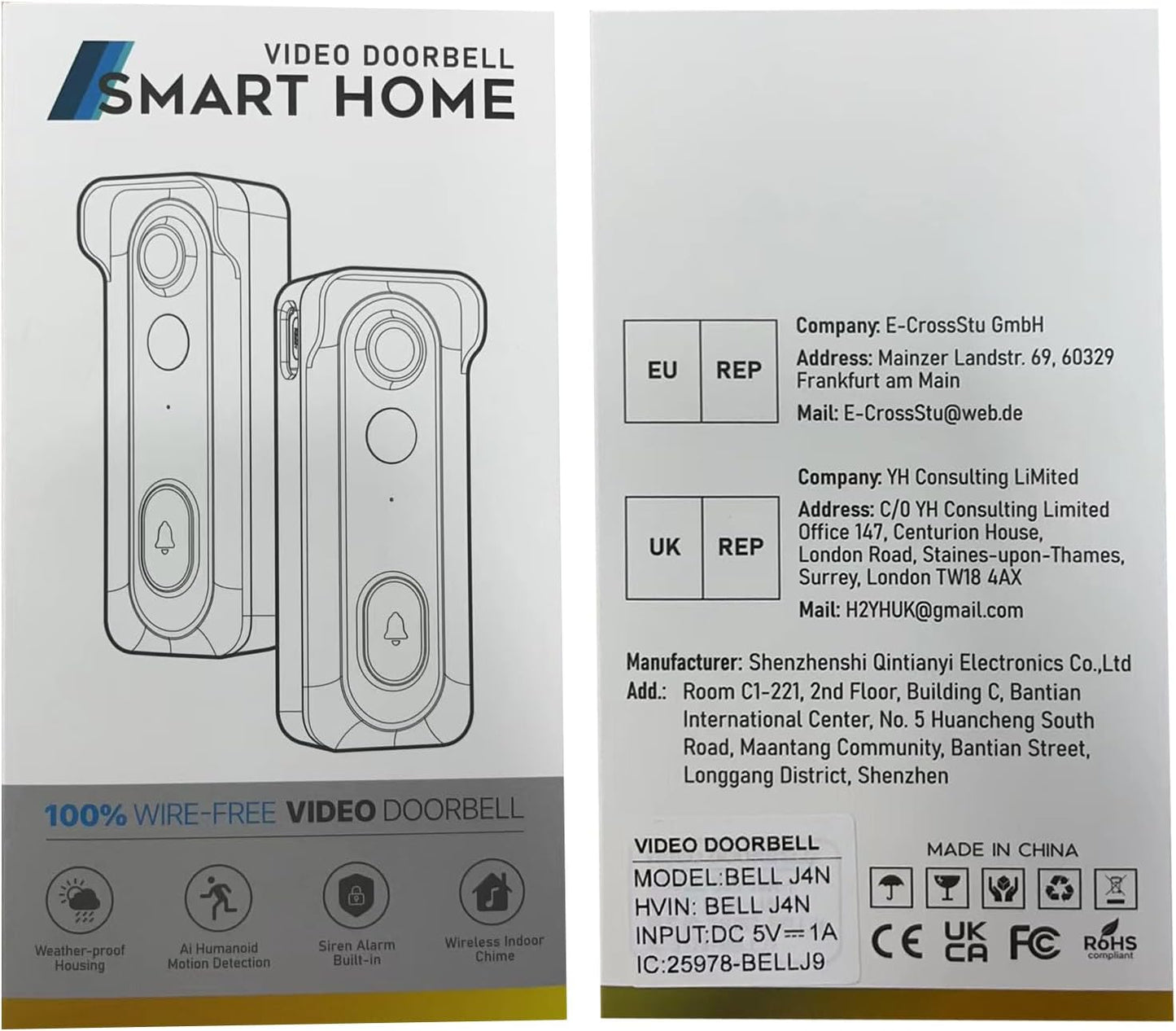 Video Doorbell Camera Wireless with Chime, 1080P Wifi Smart Doorbell, Voice Changer, PIR Motion Detection, 2-Way Audio, Night Vision, 2.4G, IP66, Battery Powered, Works with Alexa & Google Home