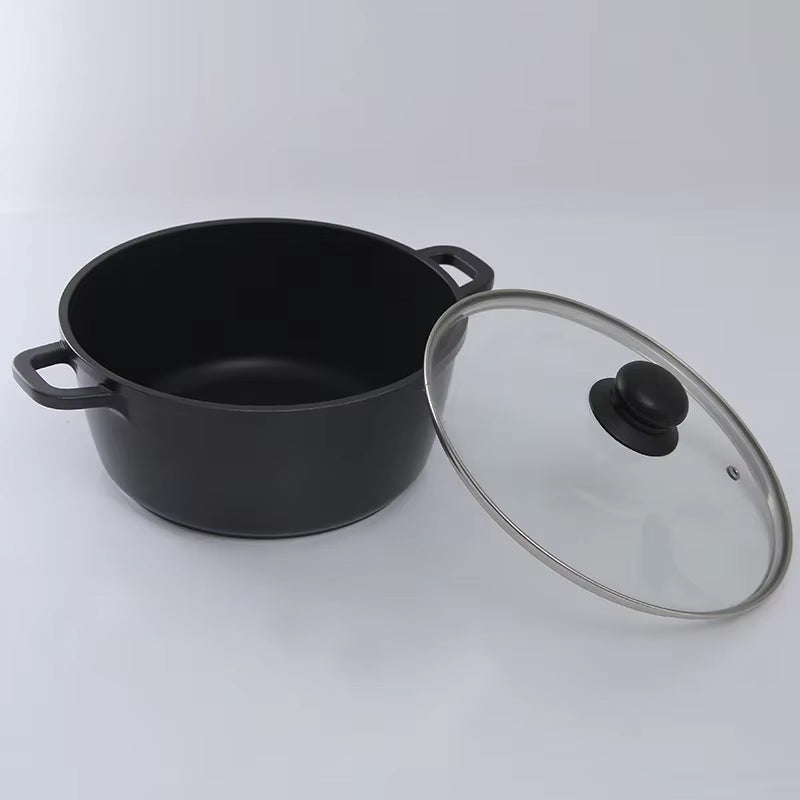 Japanese-Style Aluminum Non-Stick Multi-Function Soup Pot with Glass Lid (20cm/22cm/24cm)