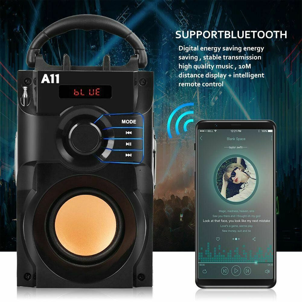 10W Bass Ultra Loud Bluetooth Speakers Portable Wireless Indoor Outdoor FM Radio