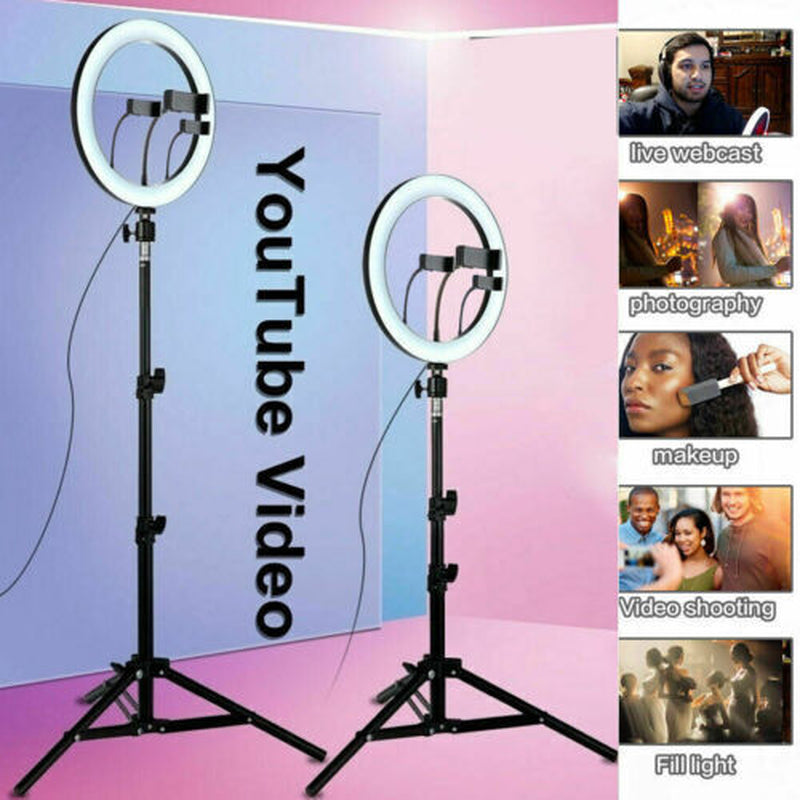 14" LED Ring Light 3 Phone Holders W/1.7M Stand Selfies Live Video Makeup