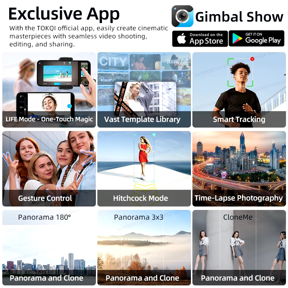 M02 3-Axis Handheld Gimbal Stabilizer for Smartphone, Foldable Phone Holder Anti-Shake PTZ for Iphone Android Tiktok Vlog