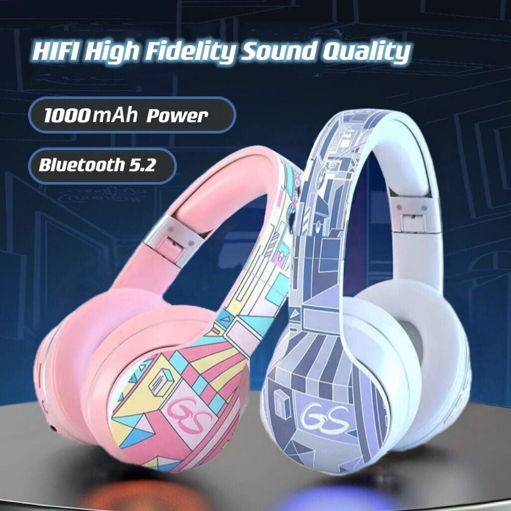Wireless Bluetooth Headphones with Noise Cancelling, Over-Ear Hi-Fi Stereo Earphones with Bluetooth 5.2, Foldable & Ergonomic Design