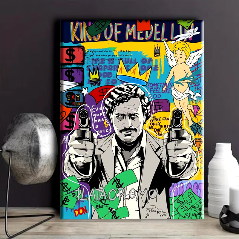 Abstract Graffiti Banksy Pop Art Poster - Framed Canvas Painting for Nordic Living Room Wall Decor