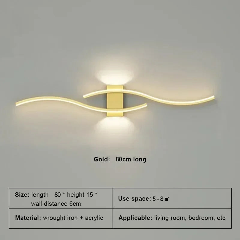Modern Minimalist LED Wall Lamp – Long Bar Sconce for Living Room, Bedroom, Bedside, and Background Lighting – Sleek Home Decor Interior Light