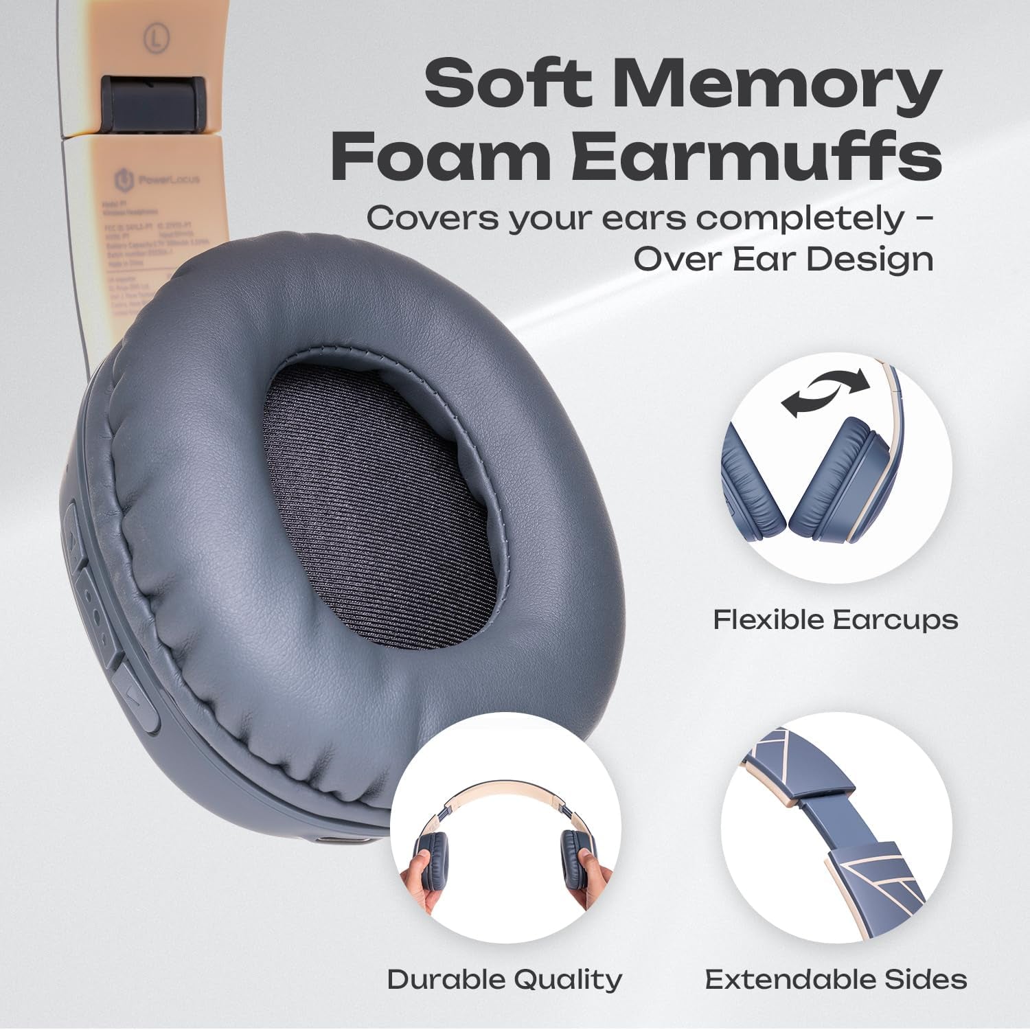 Wireless Headphones over Ear, Bluetooth Headphones over Ear, 50 Hours Playtime, Foldable Headphones with Built-In Microphone, Hi-Fi Stereo, Lightweight and Wired Mode for Phone Travel PC