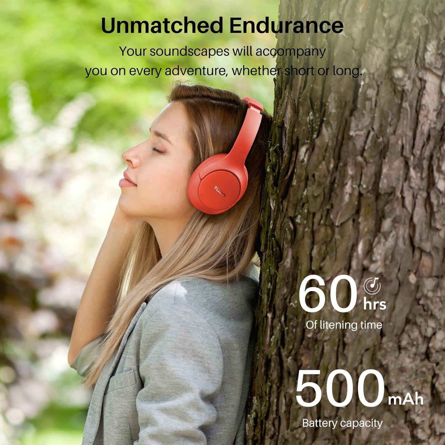 HT2 Hybrid Active Noise Cancelling Wireless Headphones, 60H Playtime Lossless Audio over Ear Bluetooth Headphones, Hi-Res Audio Deep Bass Foldable Lightweight Headset for Workout