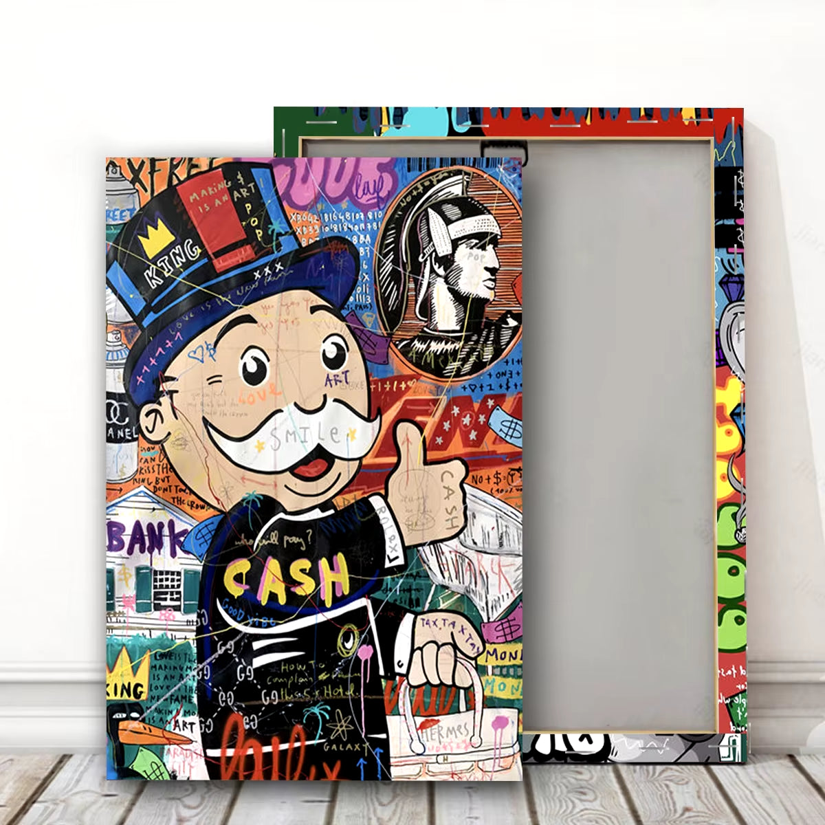 Abstract Graffiti Banksy Pop Art Poster - Framed Canvas Painting for Nordic Living Room Wall Decor