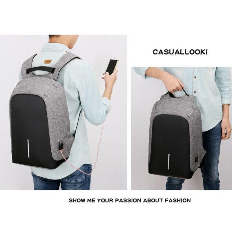 USB Charging Port Unisex Anti-Theft Backpack Laptop Travel Large School Bag