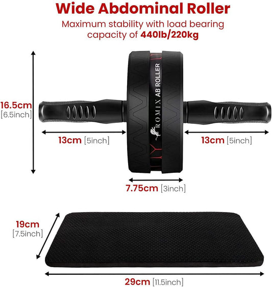 AB Roller Wheel & Extra Thick Knee Pad Mat Muscle Body Fitness Training Machine