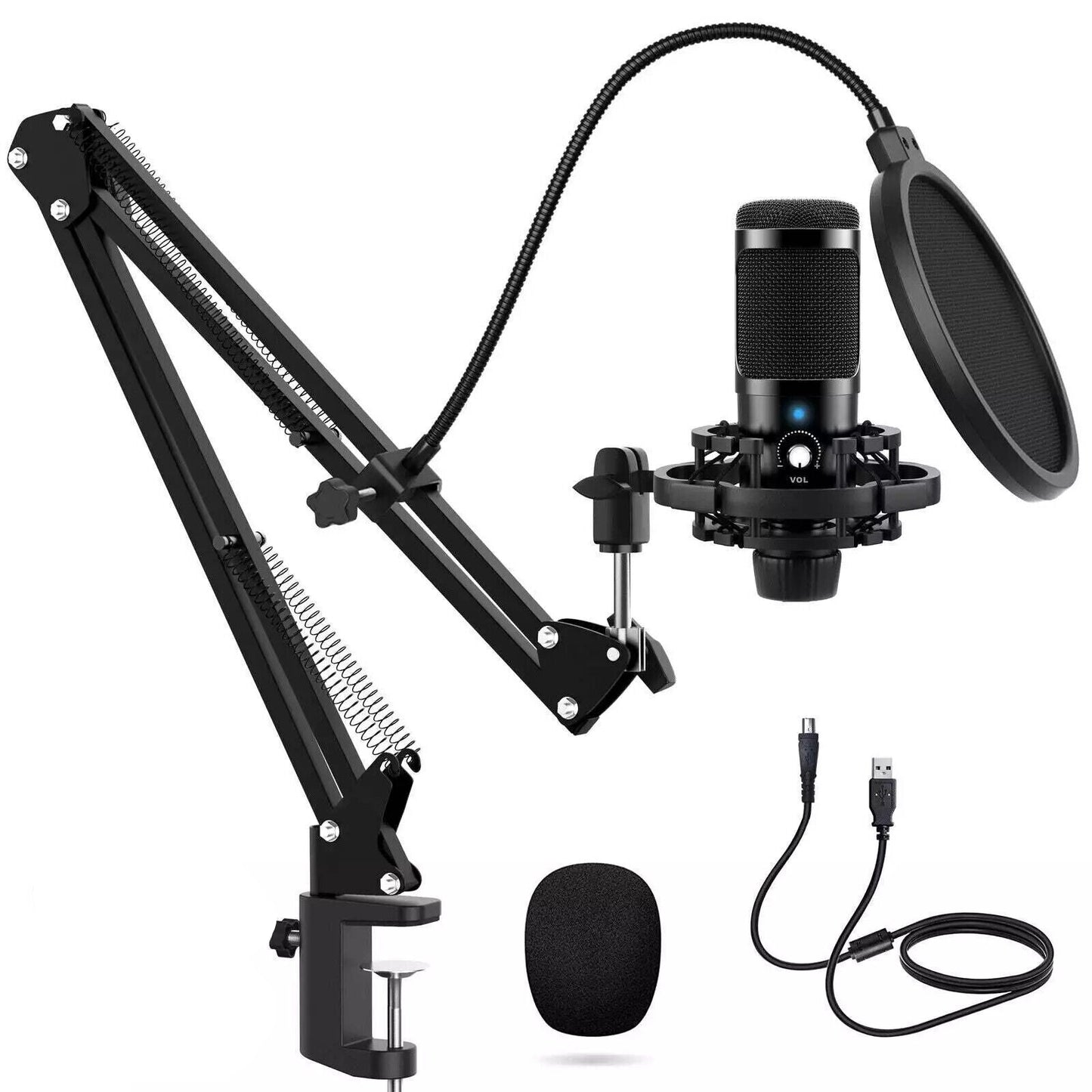 Professional USB Streaming Microphone Kit – Cardioid Condenser Mic for Podcasting, Gaming, Live Streaming & Recording