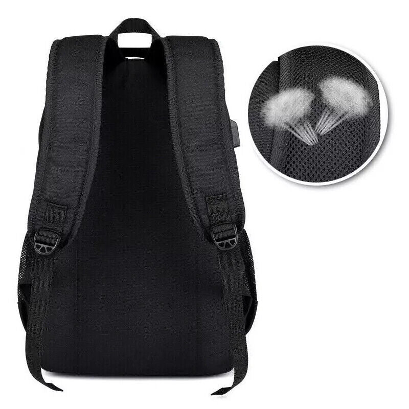 Unisex Laptop Backpack Large Leather Travel Rucksack School Bag Black