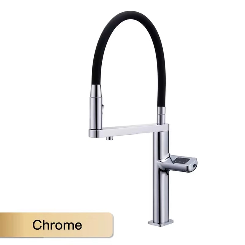 Luxury Gun Gray Kitchen Faucet – Intelligent Touch & Pull-Out Sprayer