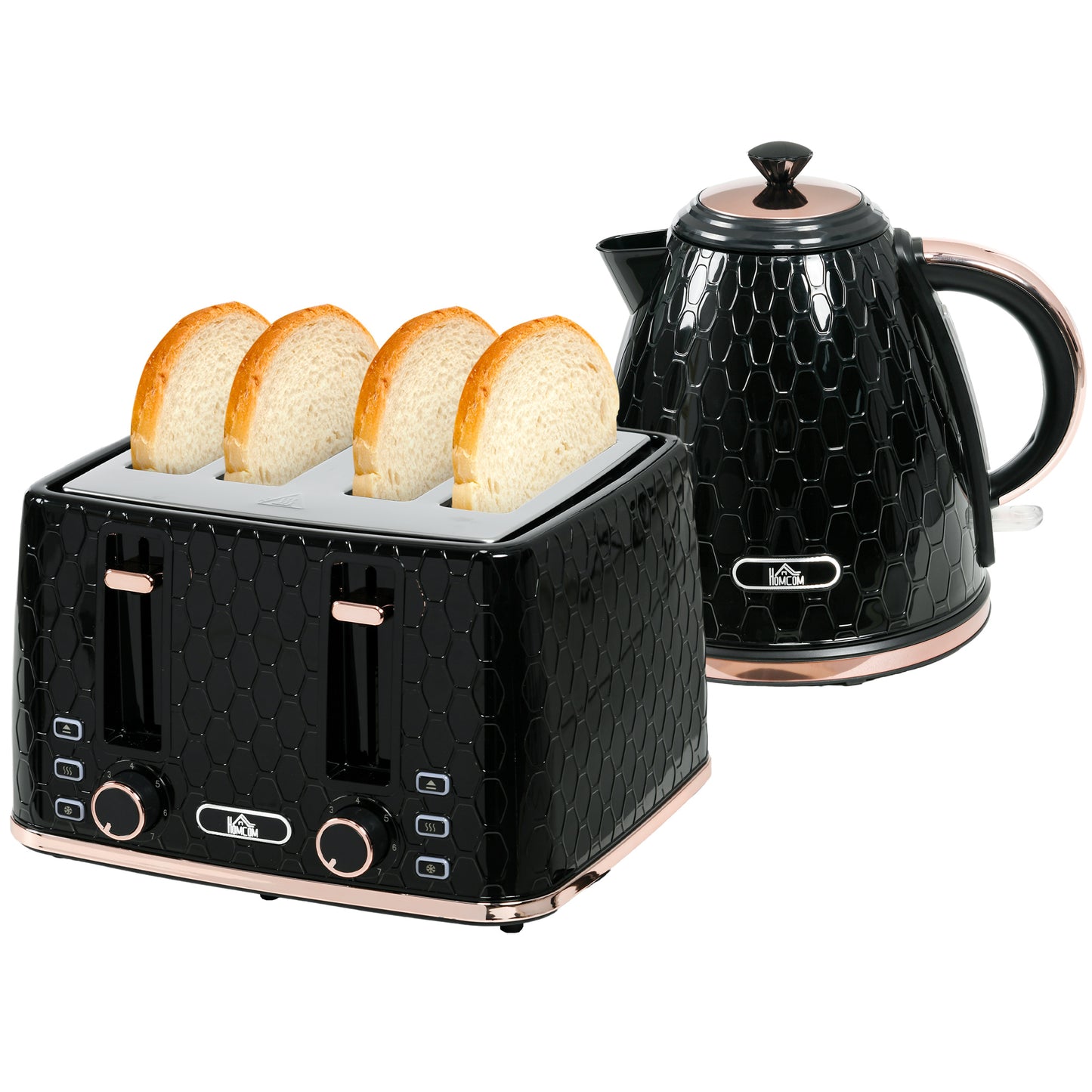 1.7L 3000W Fast Boil Kettle and Toaster Set with Auto Shut Off