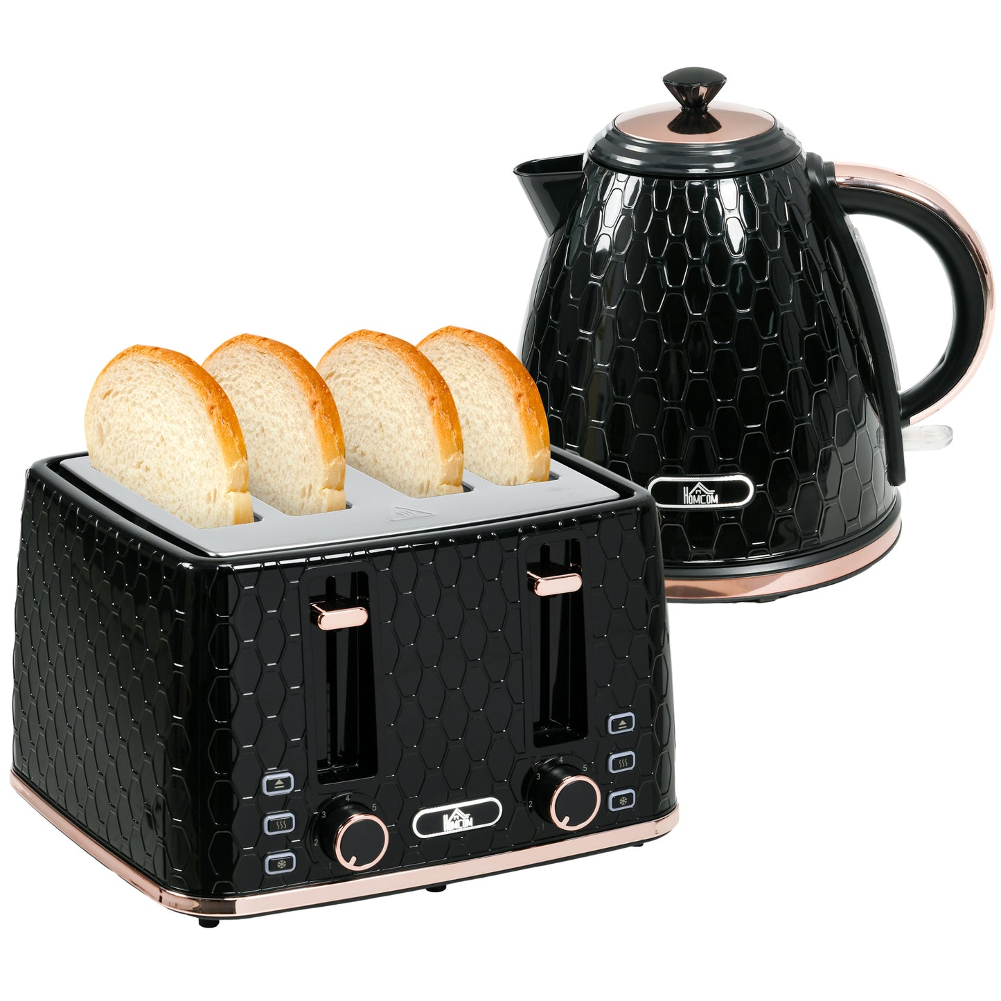 1.7L 3000W Fast Boil Kettle and Toaster Set with Auto Shut Off
