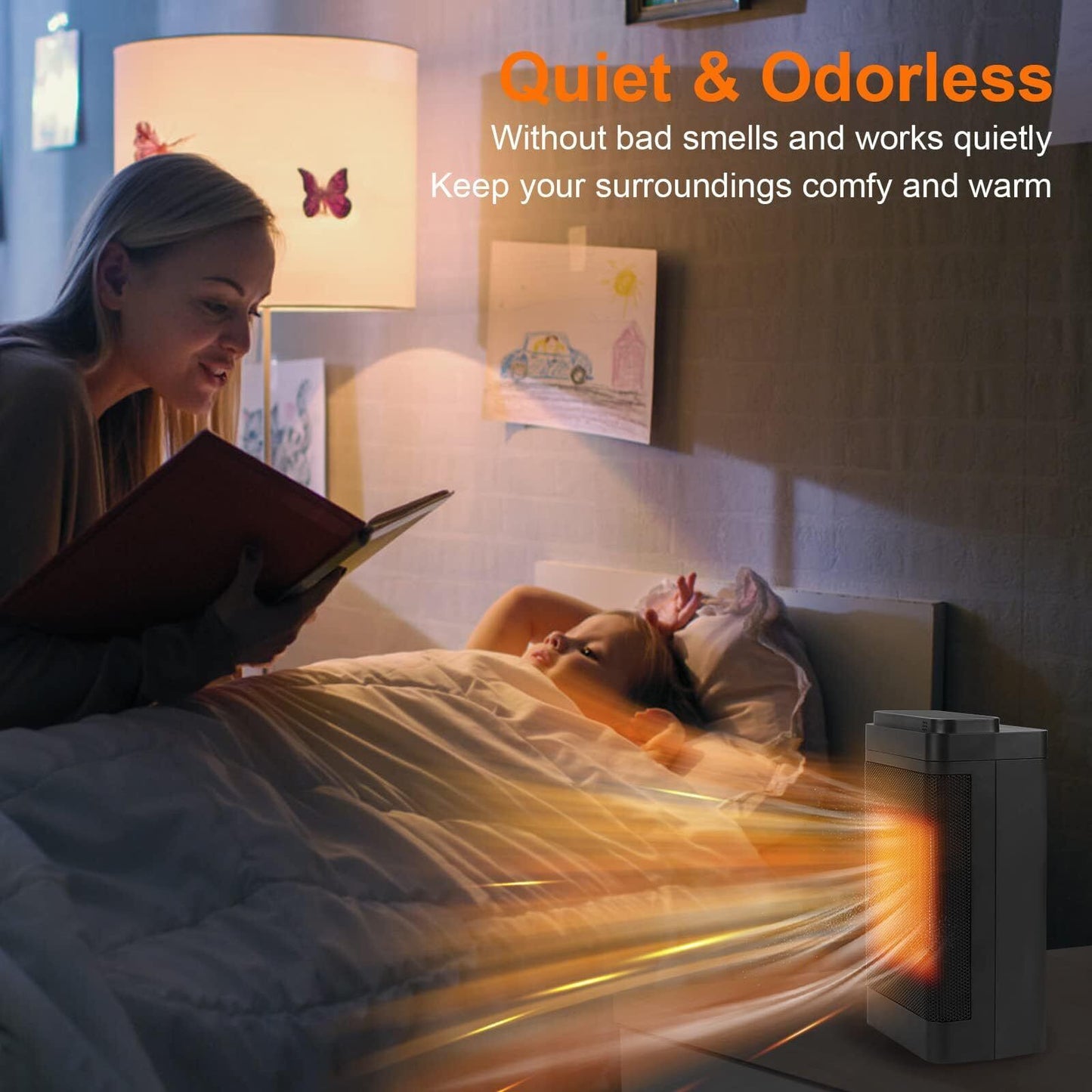 Electric Ceramic Space Heater 1500W with Remote, Timer, and Safety Features – PTC Technology