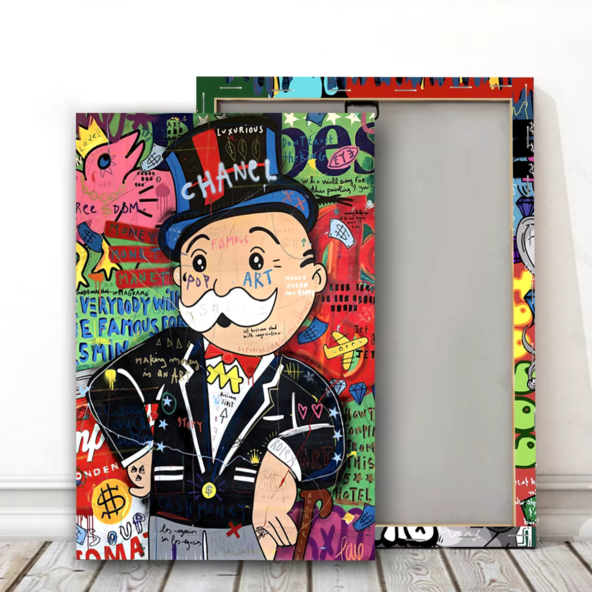 Abstract Graffiti Banksy Pop Art Poster - Framed Canvas Painting for Nordic Living Room Wall Decor