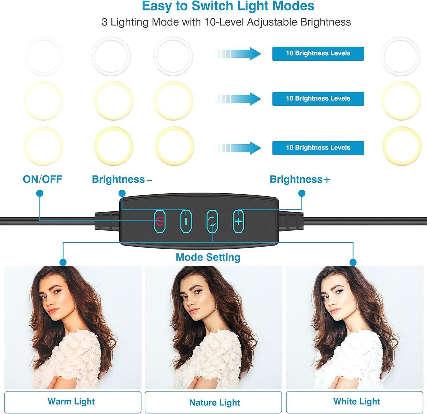 14" LED Ring Light 3 Phone Holders W/1.7M Stand Selfies Live Video Makeup