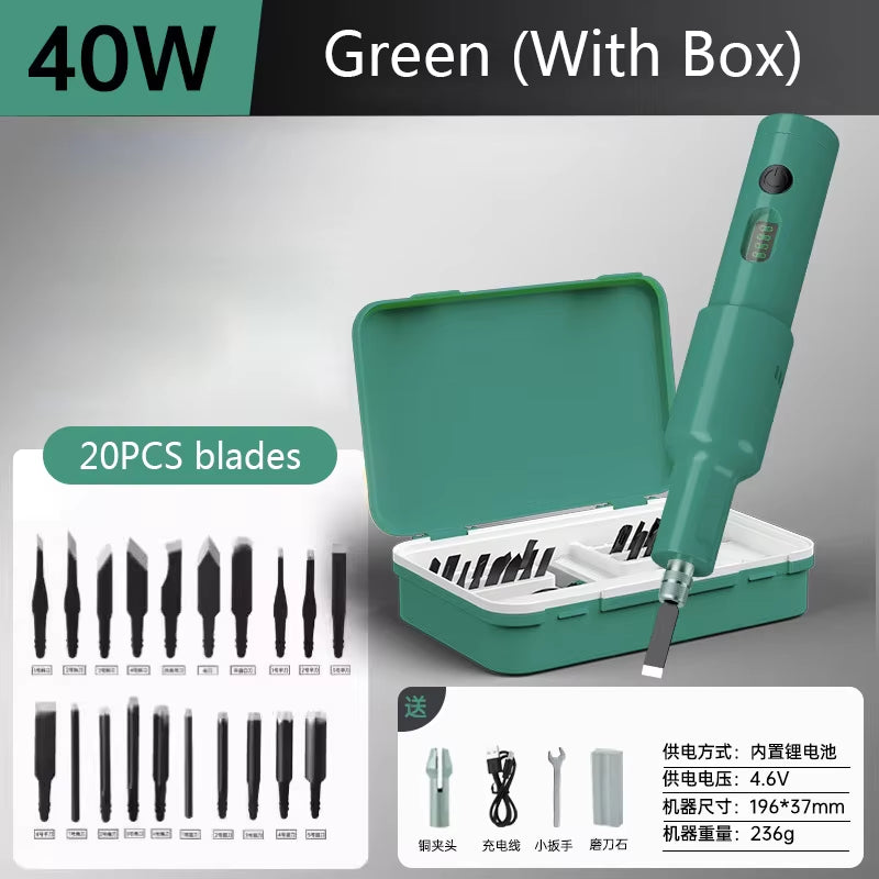 5PCS/20PCS Blade Carpenter Root Sculpture Mini Power Carving Chisel Carpentry Lithium Electric Carving Knife Chisel Set