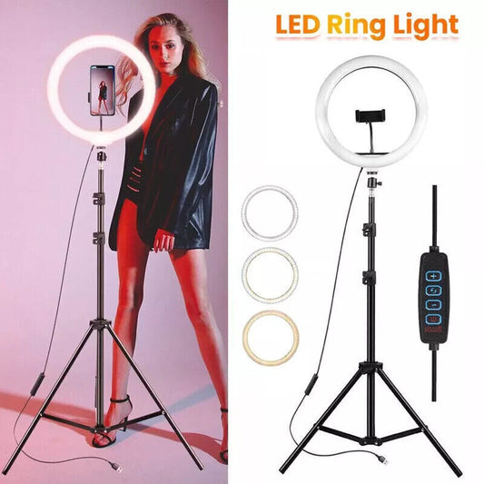 14Inch LED Selfie Live Makeup Ring Light with 1.7Meter Tripod Stand Phone Holder