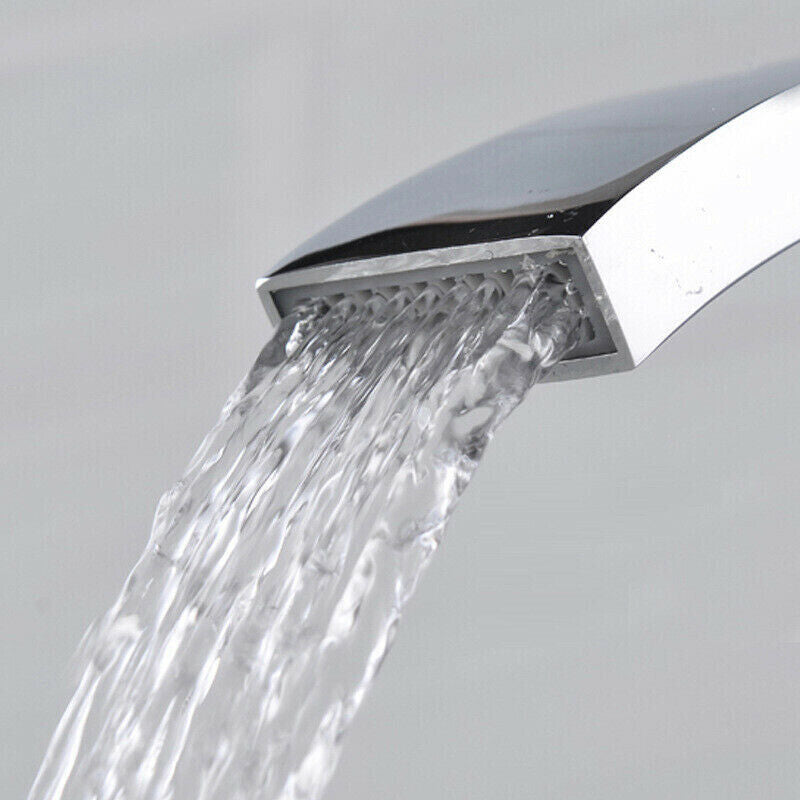 Modern Waterfall Bathroom Taps – Chrome Basin Mixer Tap & Bath Filler Shower Deck Sets