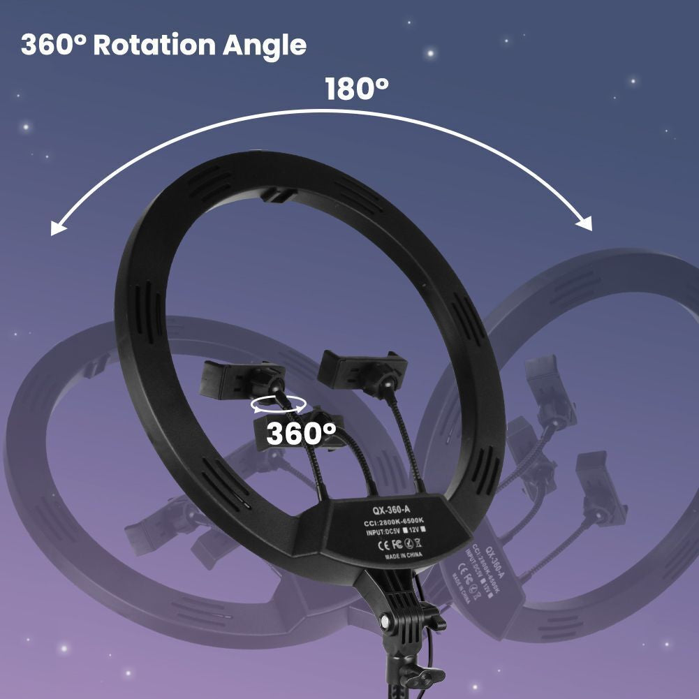 12" to 14" LED Selfie Ring Light with Tripod Stand & Phone Holder for Makeup Live