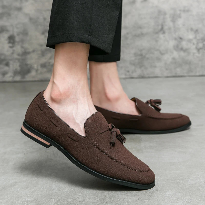 Men’s Casual Flats – Premium Cow Suede Leather Loafers & Moccasin Driving Shoes