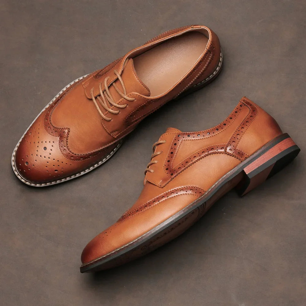 Men’s Classic Brogue Leather Dress Shoes – Formal Wedding & Social Footwear (Size 7–13)