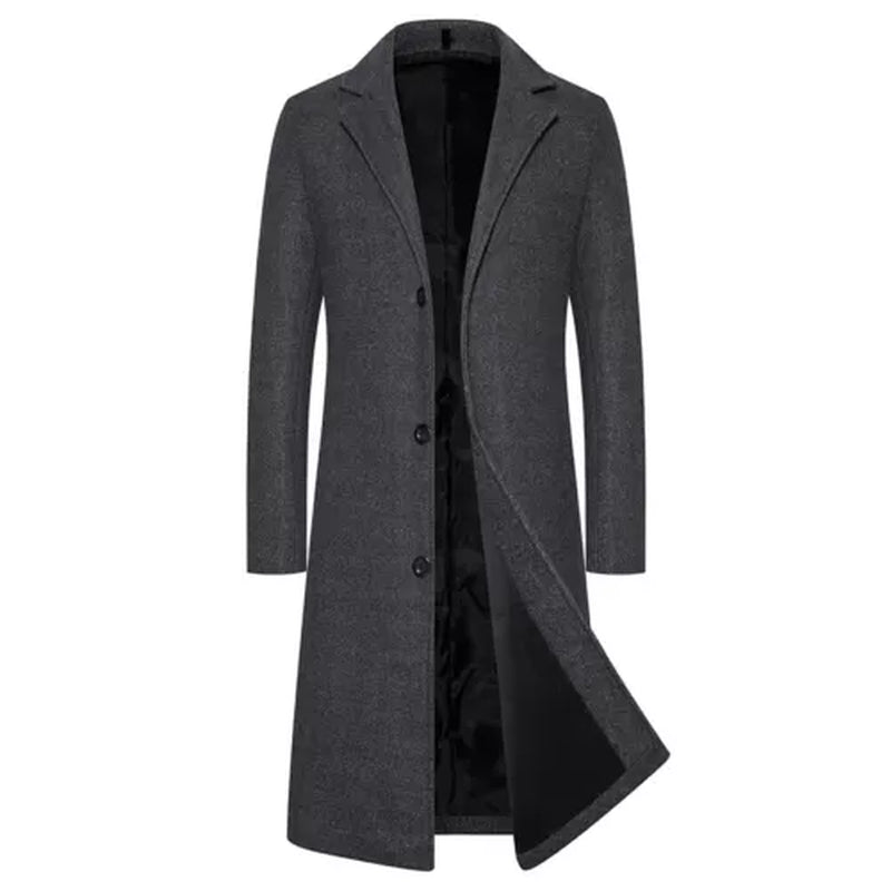 Men’s Winter Formal Trench Coat – Warm Long Overcoat for Smart Work or Daily Wear