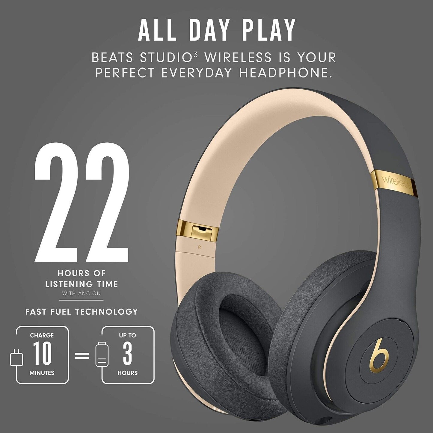 Apple Beats Studio3 Wireless Noise Cancelling Over-Ear Headphones - Shadow Grey