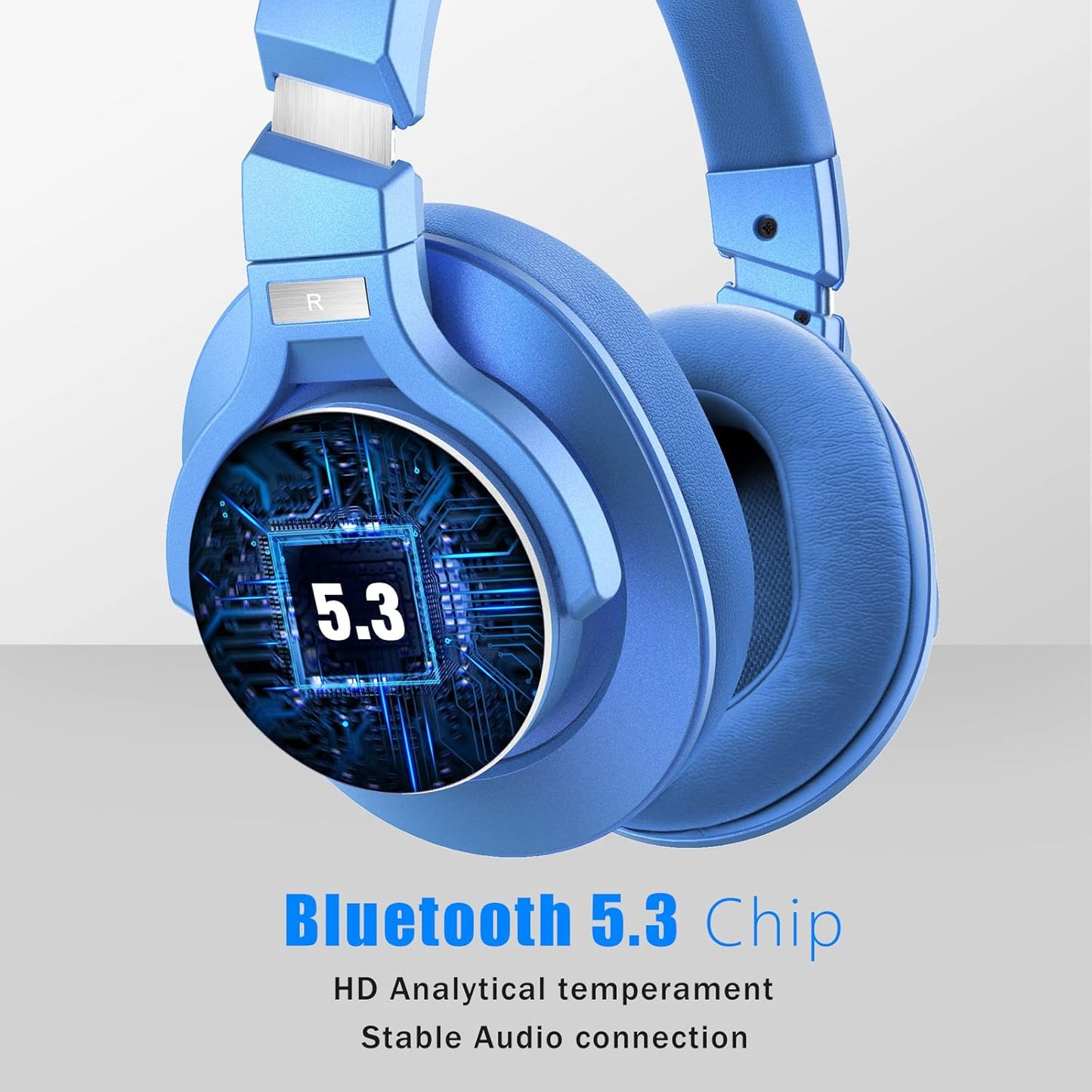 NC75 Pro Active Noise Cancelling Headphones Bluetooth 5.3,Over-Ear Headset with Build-In Microphone,Hi-Fi,40 Hours Playtime for All Bluetooth Devices (Diamond Blue)